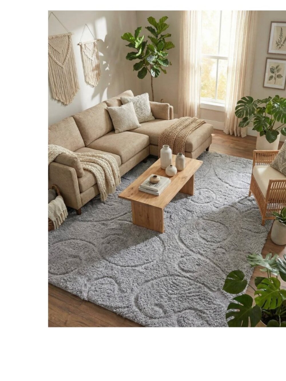 Unique Loom Floral Shag Collection Area Rug 8' x 10' Botanical Shag Rug